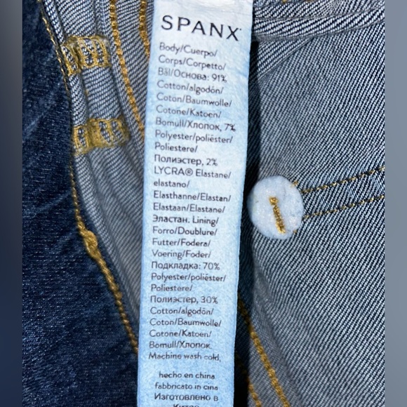 SPANX Size 1X Petite Dark Wash Skinny Shapewear Pull On Jean Leggings - Picture 10 of 13